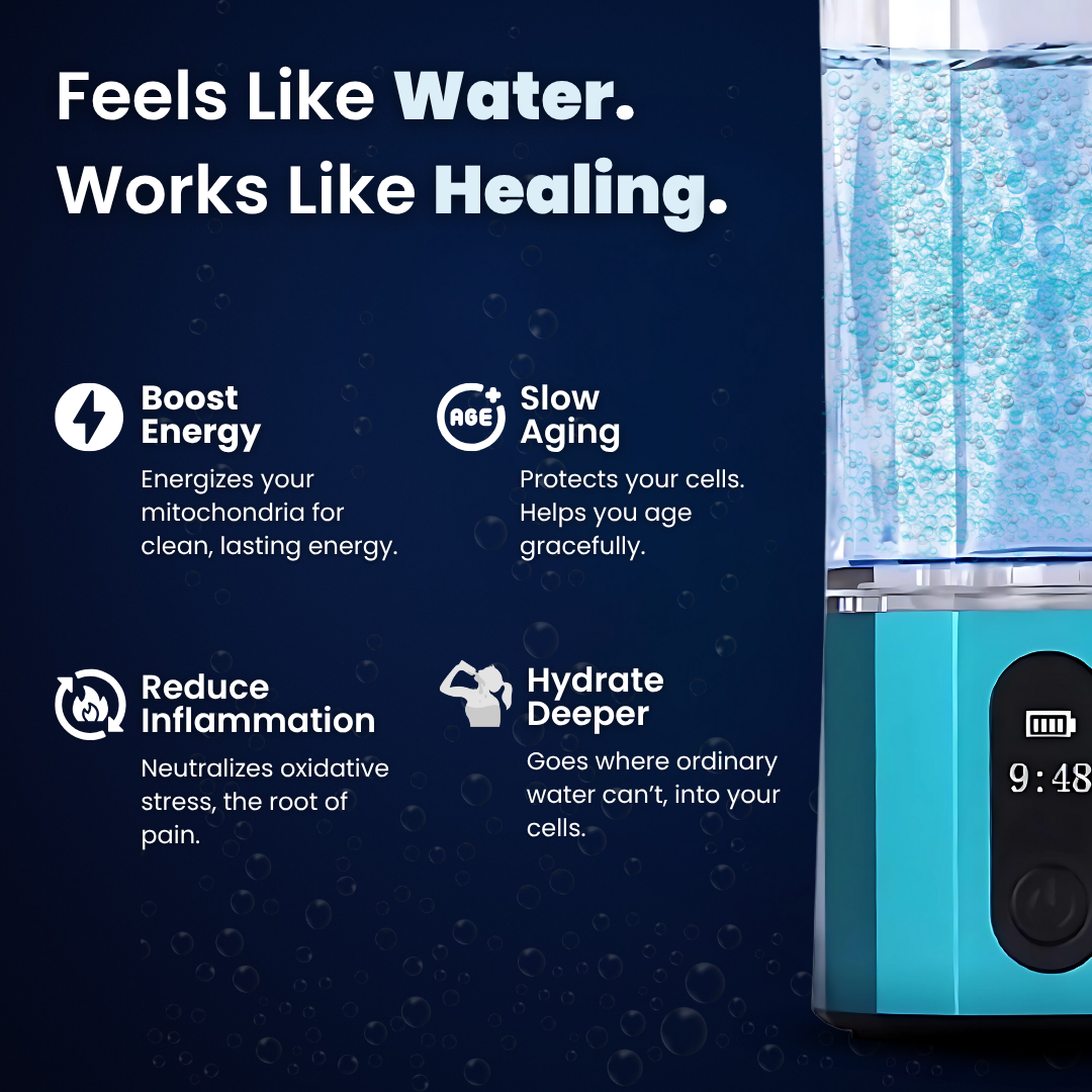 Hydrogen water bottle producing 5000+ PPB hydrogen-rich water to boost energy and reduce inflammation