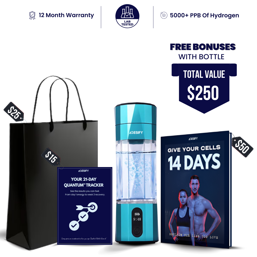 Agesify Quantum™ hydrogen water bottle – premium hydrogen generator bottle for daily hydration