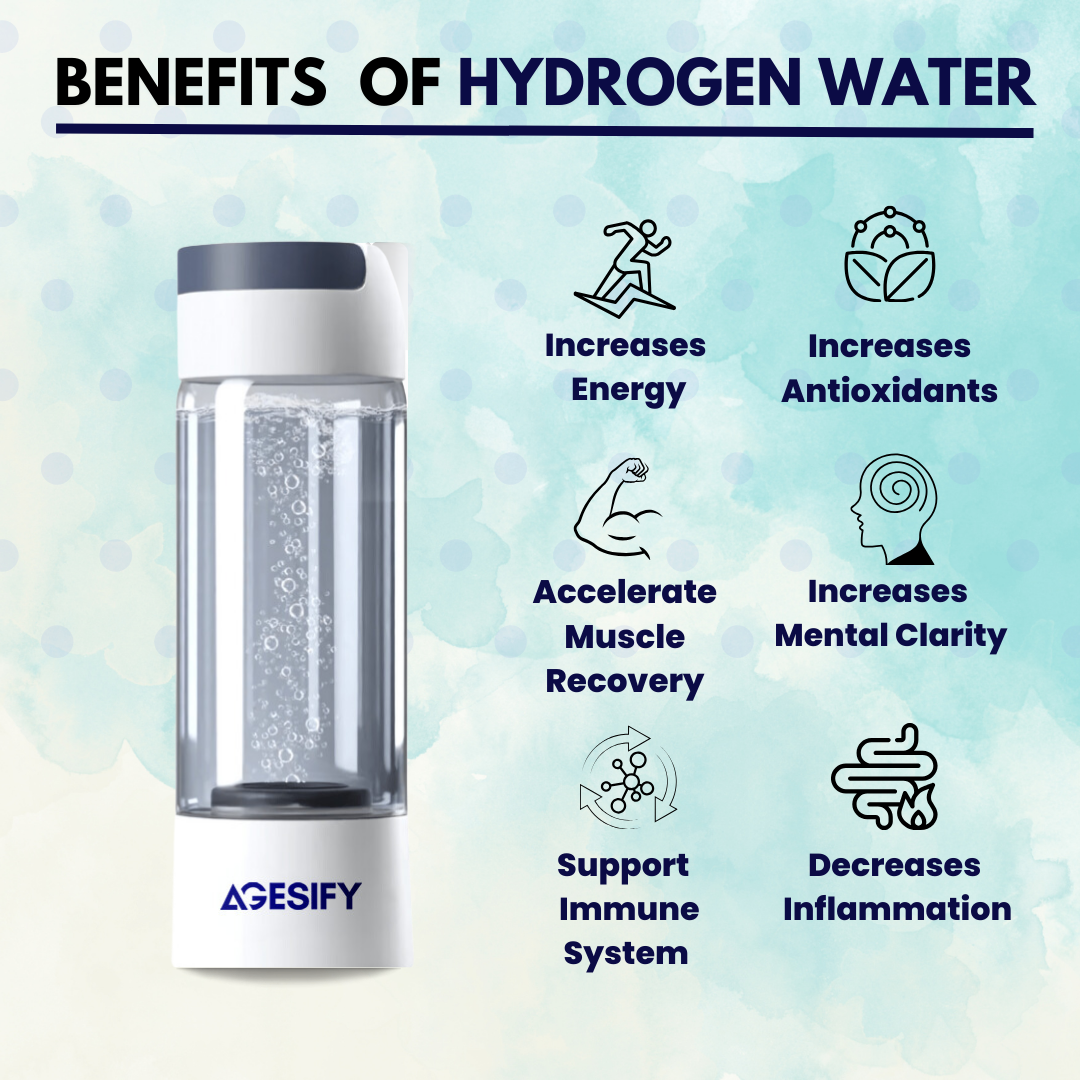 Benefits of Agesify Ionix Hydrogen water botlle.