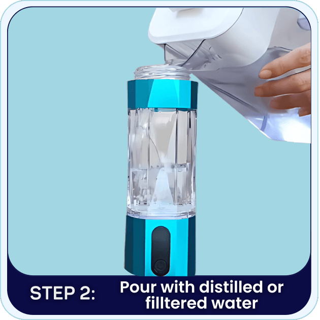 Step 2: Pour with distilled water or filtered water.