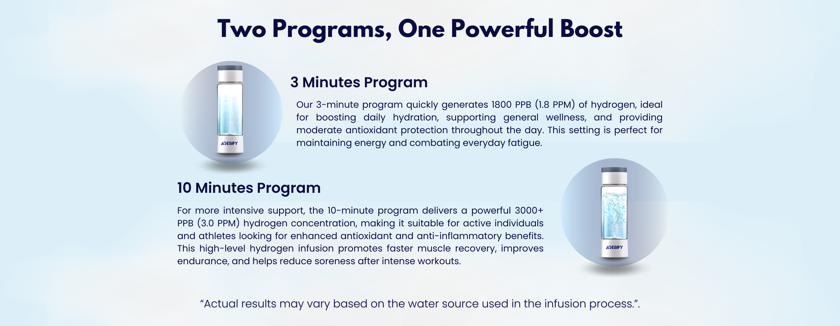 plastic or glass bottle for hydrogen water